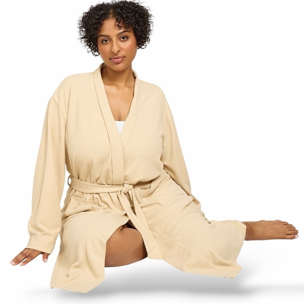NWT Line & Dot ‘Waffle Knit Robe in Cream Plus Size One Fits All